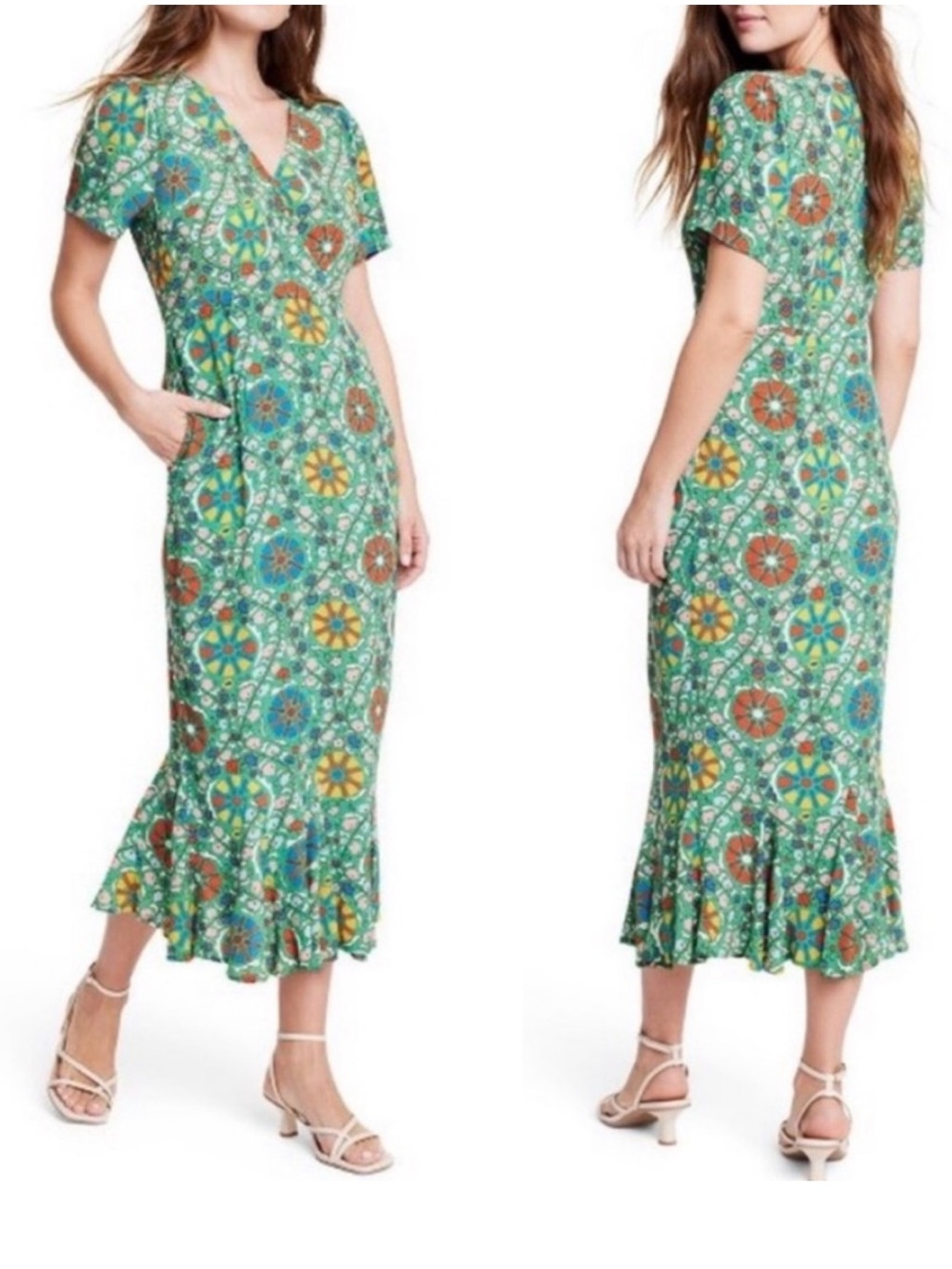 RHODE x Target Zinnia Floral Print Short Sleeve Midi Dress